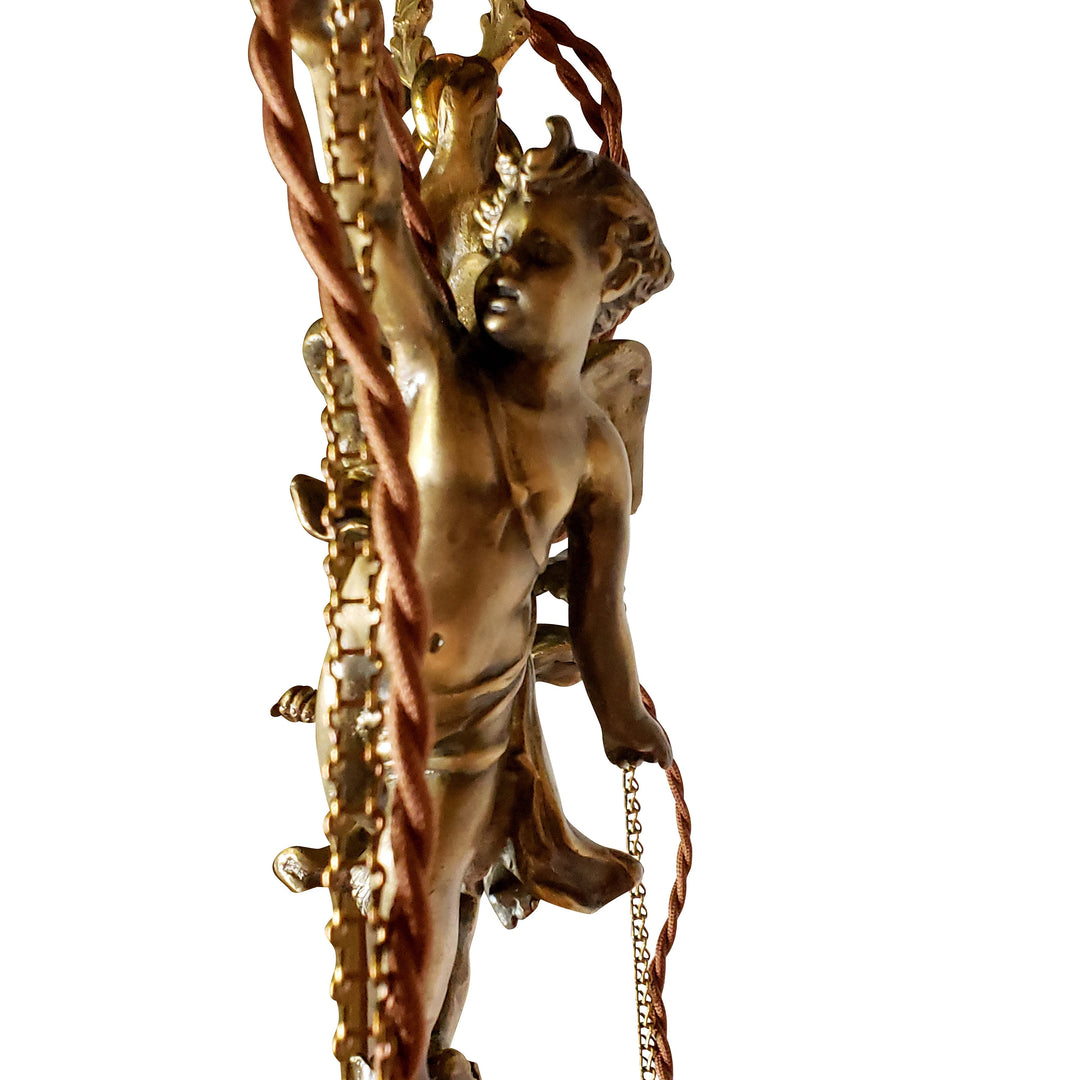 22 Inch Handmade Antique Cherub Two-Light Chandelier With Brass Chain LUMEN ARIA