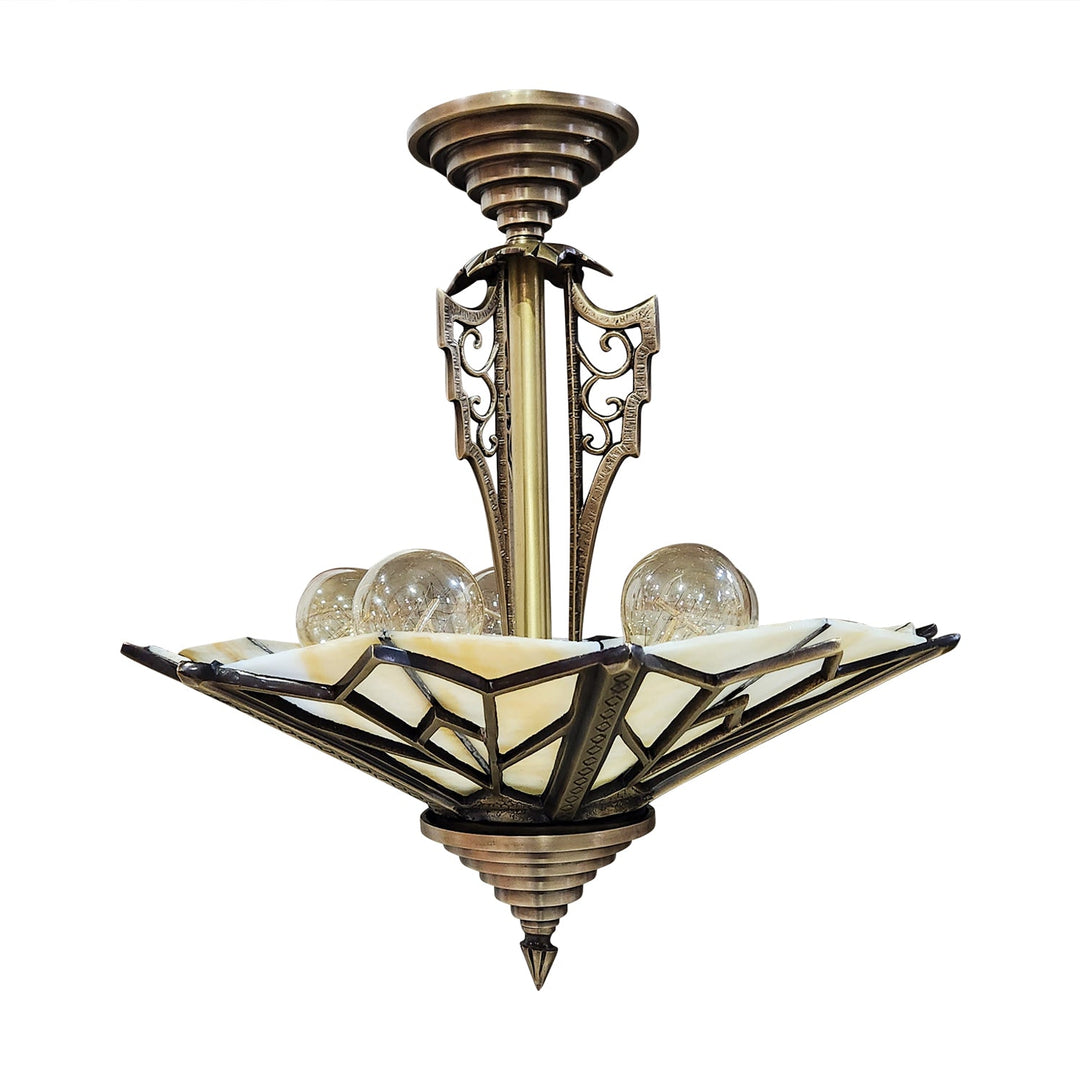 COPPER MOUNTAIN HARDWARE 17 Inch Classic Art Deco Close Ceiling Light Circa 1936 Style