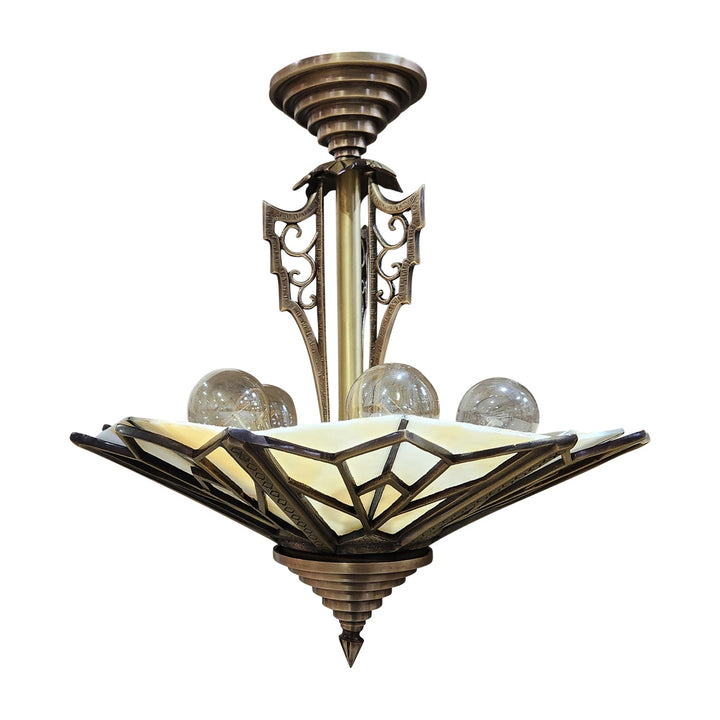 COPPER MOUNTAIN HARDWARE 17 Inch Classic Art Deco Close Ceiling Light Circa 1936 Style