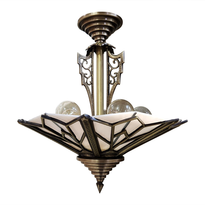 COPPER MOUNTAIN HARDWARE 17 Inch Classic Art Deco Close Ceiling Light Circa 1936 Style