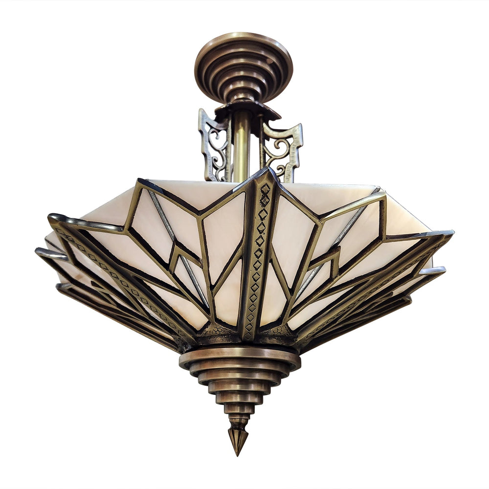 COPPER MOUNTAIN HARDWARE 17 Inch Classic Art Deco Close Ceiling Light Circa 1936 Style