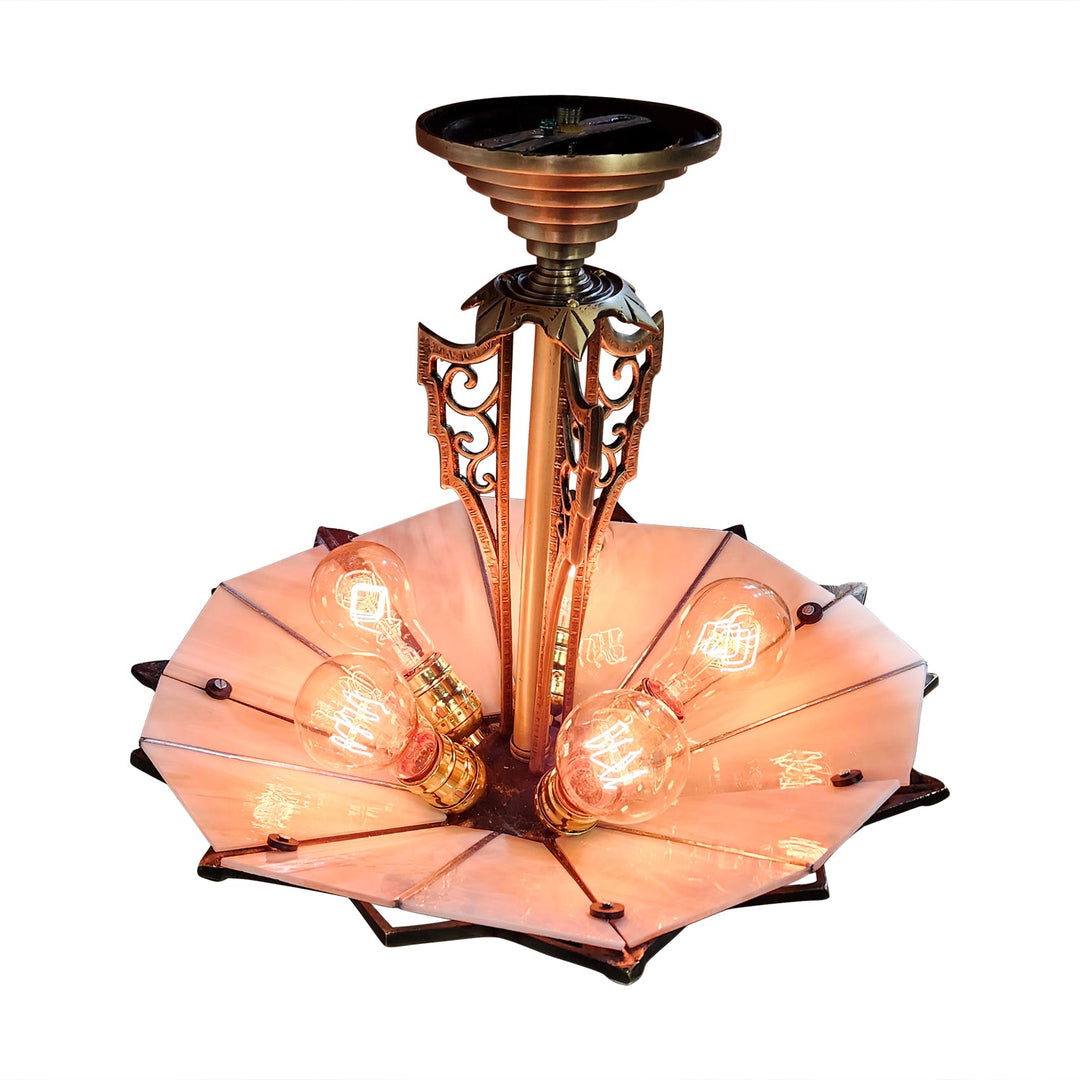 COPPER MOUNTAIN HARDWARE 17 Inch Classic Art Deco Close Ceiling Light Circa 1936 Style