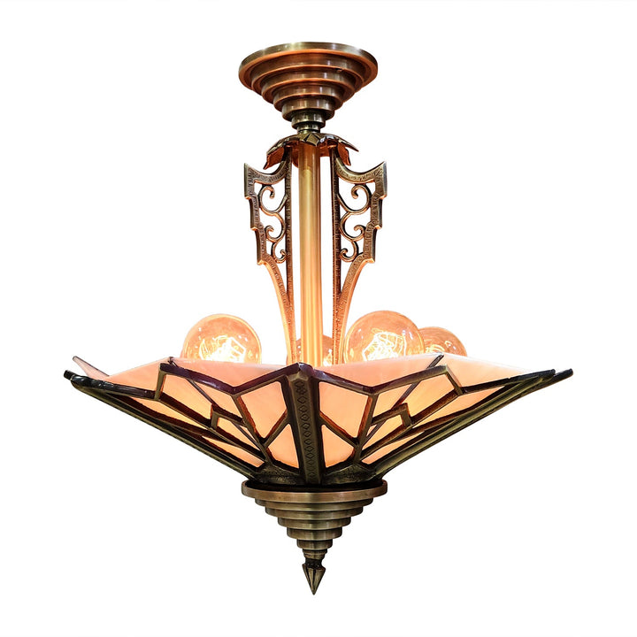 COPPER MOUNTAIN HARDWARE 17 Inch Classic Art Deco Close Ceiling Light Circa 1936 Style