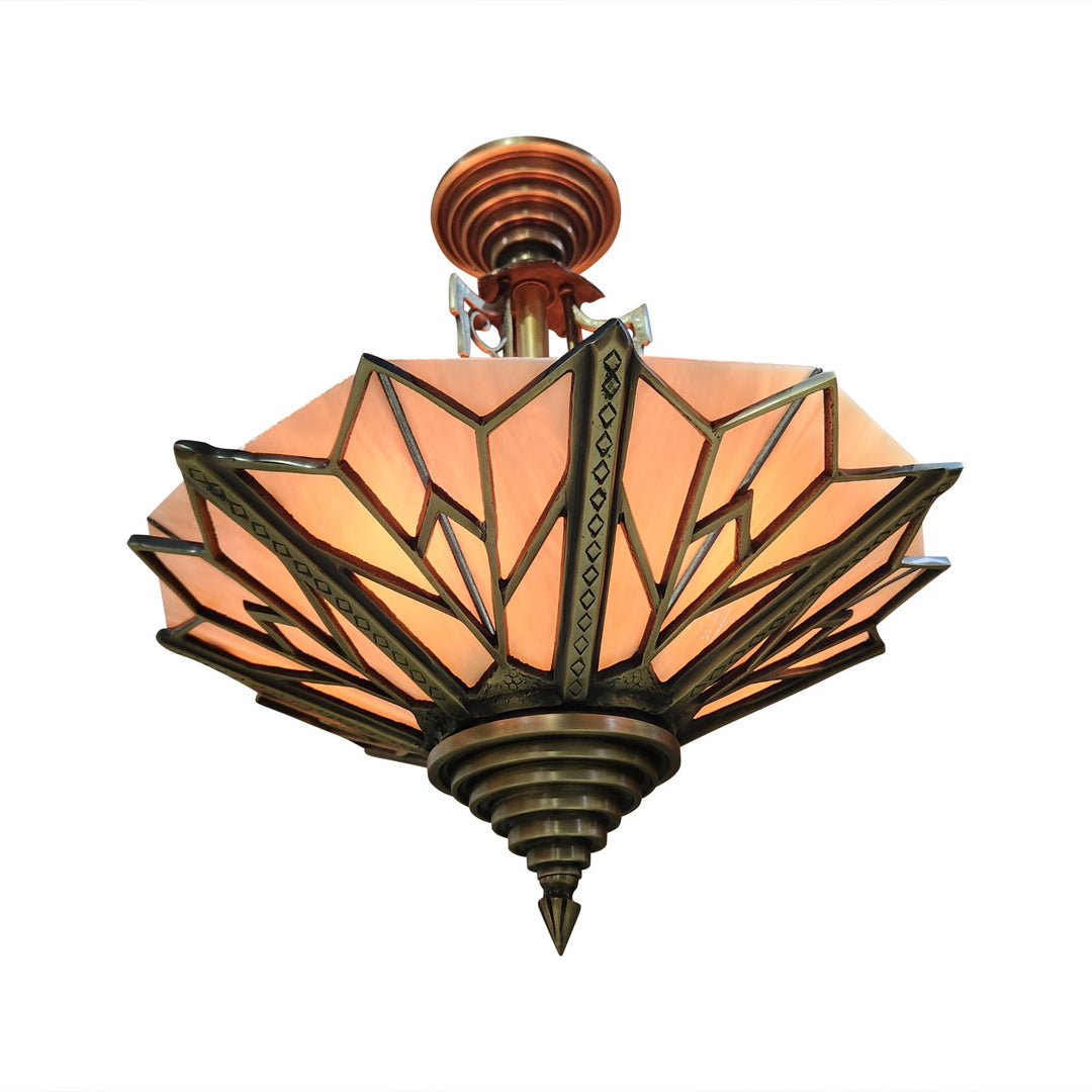 COPPER MOUNTAIN HARDWARE 17 Inch Classic Art Deco Close Ceiling Light Circa 1936 Style