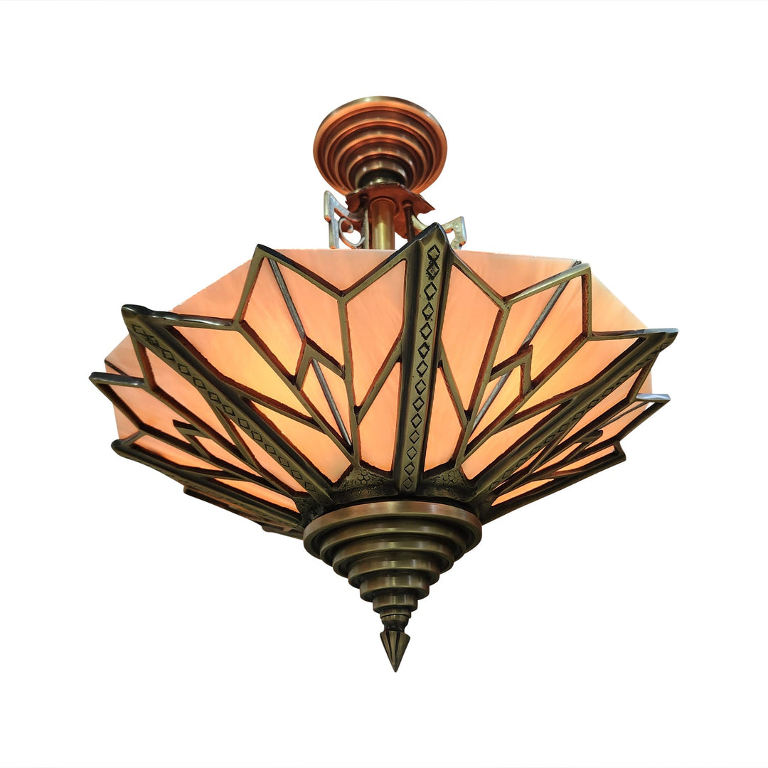 COPPER MOUNTAIN HARDWARE 17 Inch Classic Art Deco Close Ceiling Light Circa 1936 Style