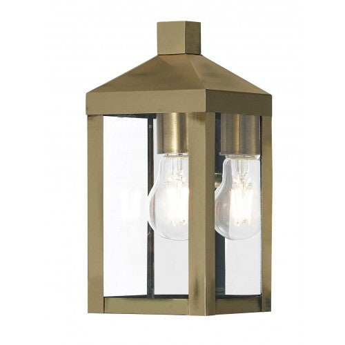 1 Light Antique Brass Outdoor Wall Lantern Livex