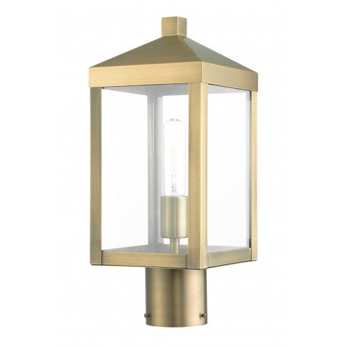 1 Light Antique Brass Outdoor Post Top Lantern Livex