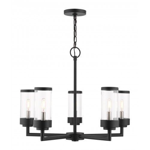 5 Light Textured Black Outdoor Chandelier Livex