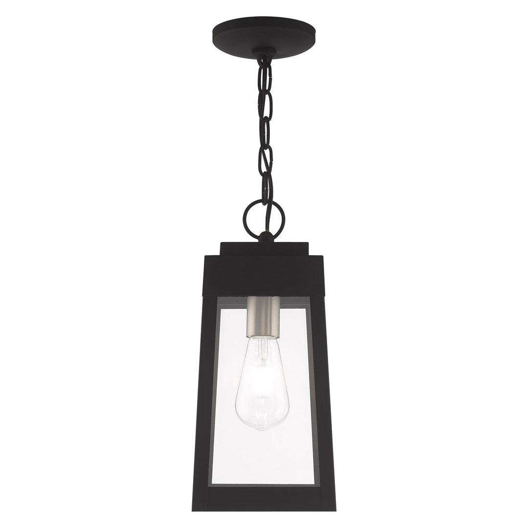 1 Light Black Outdoor Pendant Lantern Livex