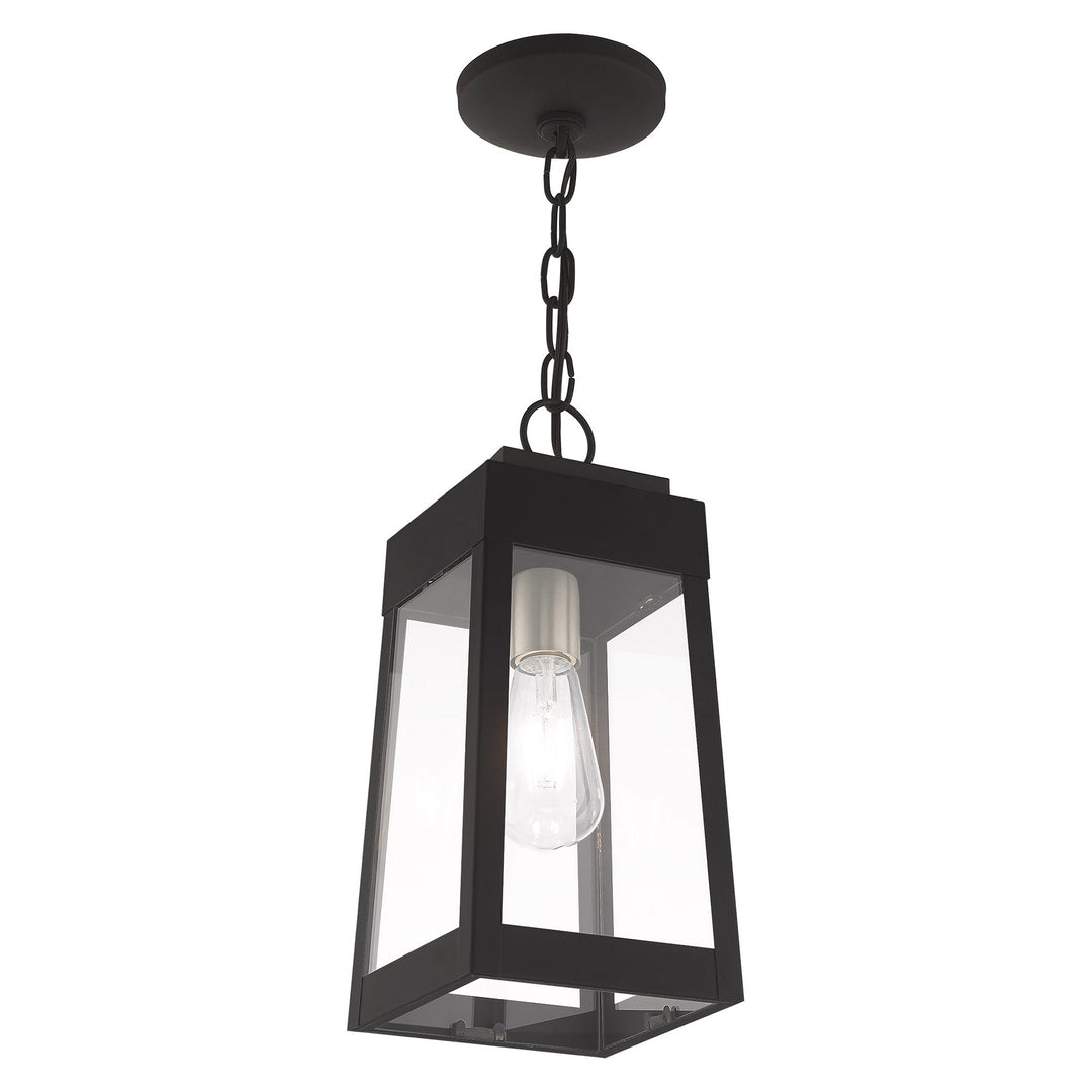 1 Light Black Outdoor Pendant Lantern Livex