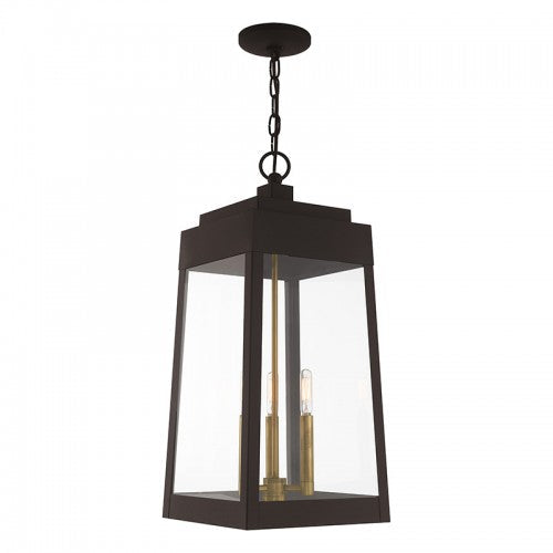 3 Light Bronze Outdoor Pendant Lantern Livex