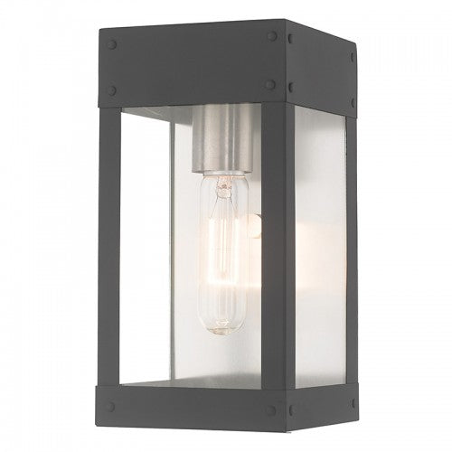 1 Light Scandinavian Gray Outdoor Wall Lantern Livex