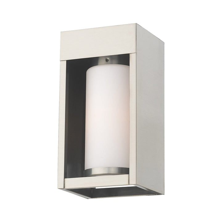 1 Light Brushed Nickel Outdoor Wall Lantern Livex