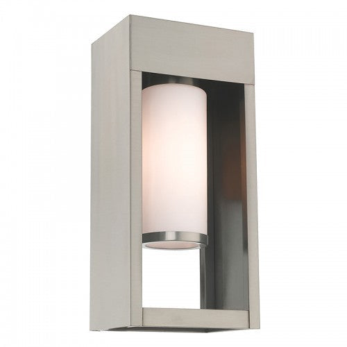 1 Light Brushed Nickel Outdoor Wall Lantern Livex