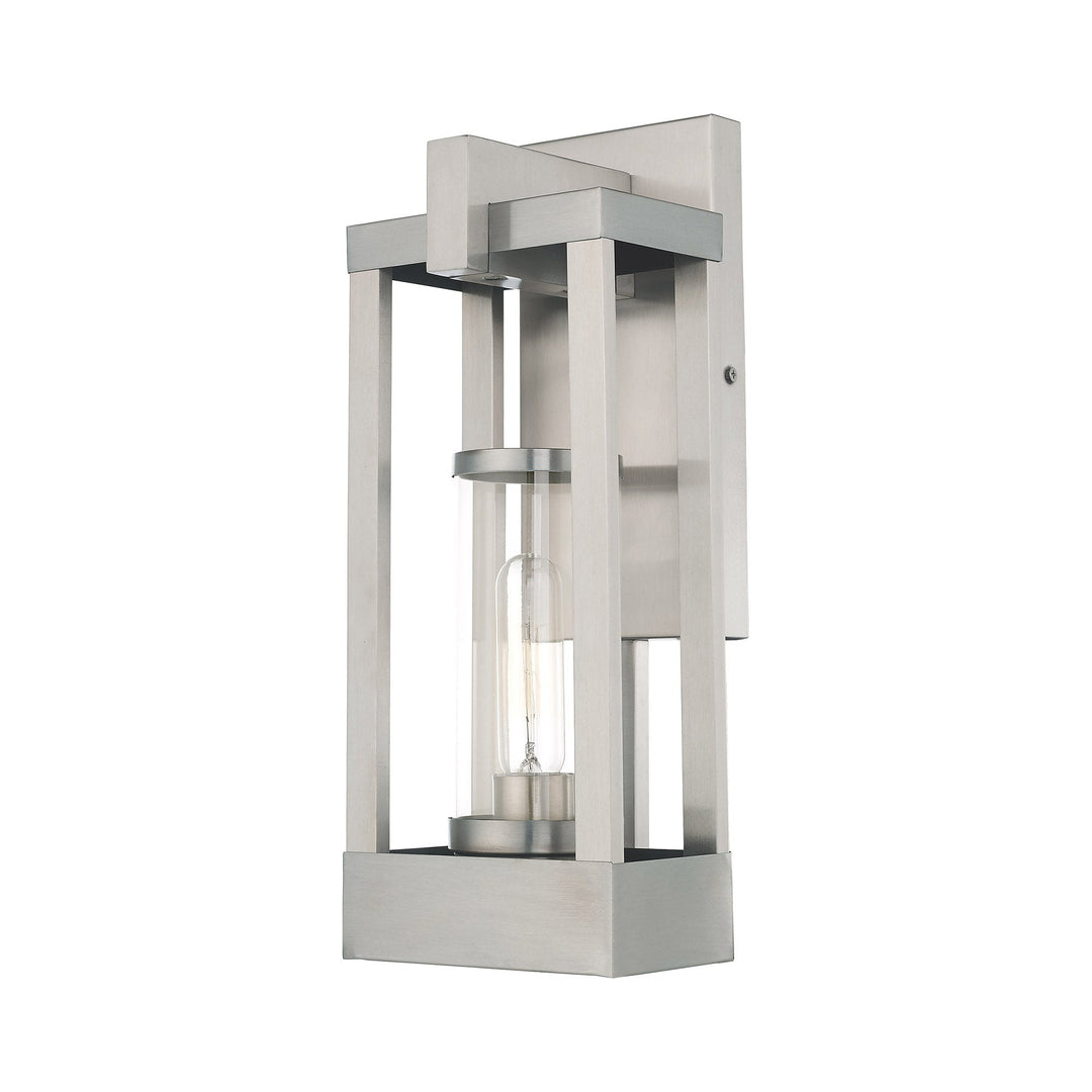 1 Light Brushed Nickel Outdoor Wall Lantern Livex