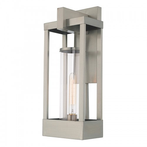 1 Light Brushed Nickel Outdoor Wall Lantern Livex