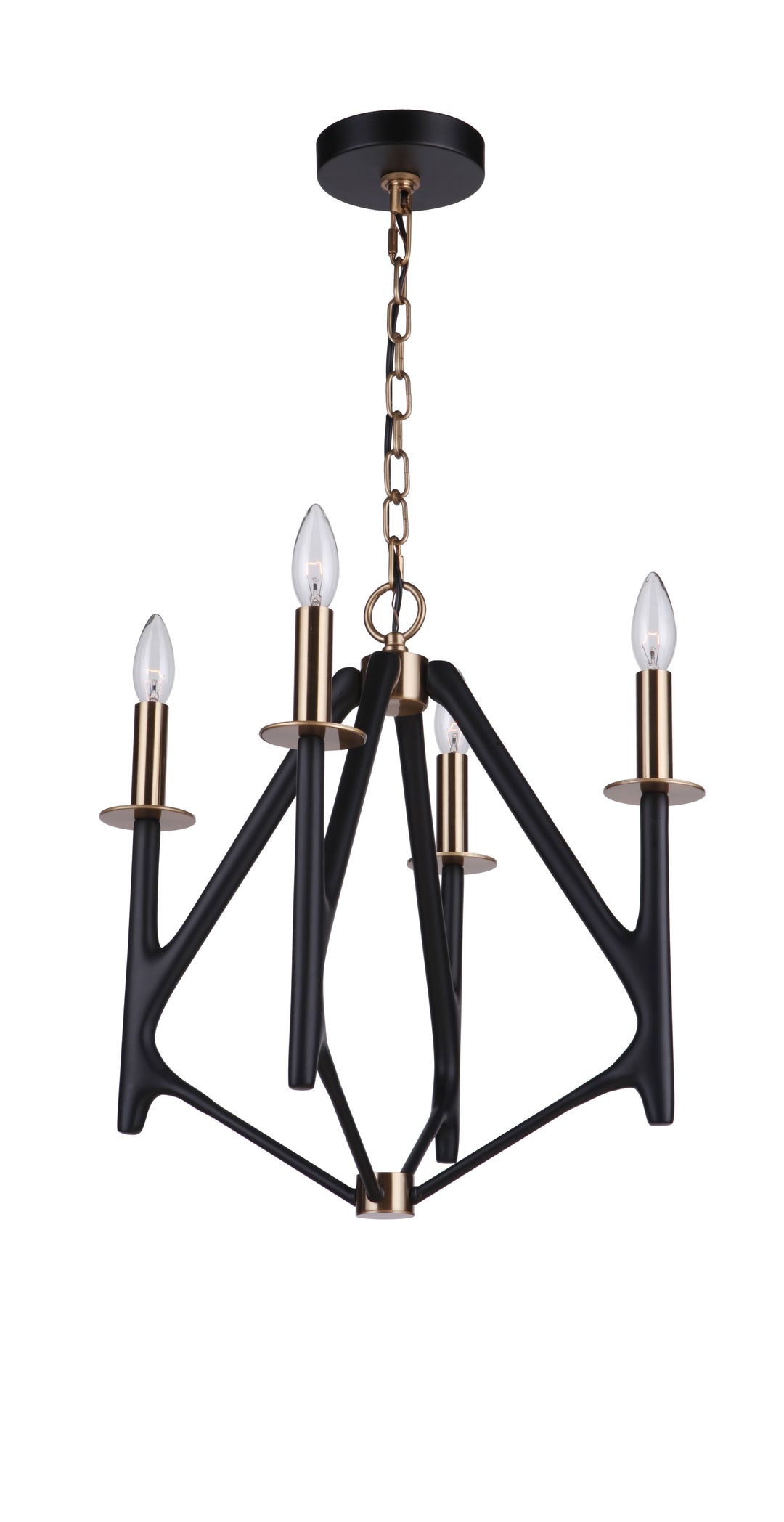 CRAFTMADE The Reserve 4 Light Chandelier in Flat Black/Satin Brass