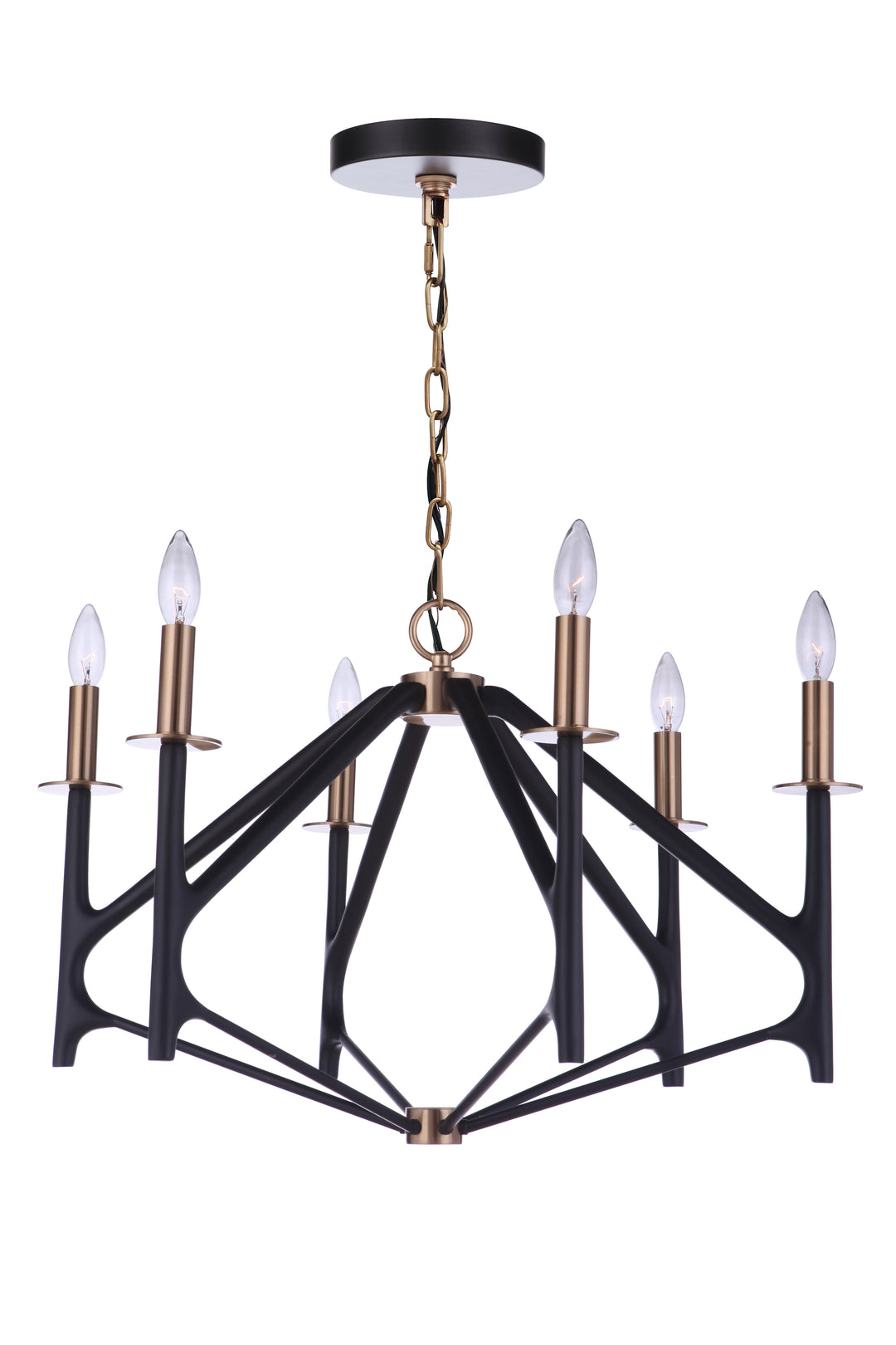 CRAFTMADE The Reserve 6 Light Chandelier in Flat Black/Satin Brass