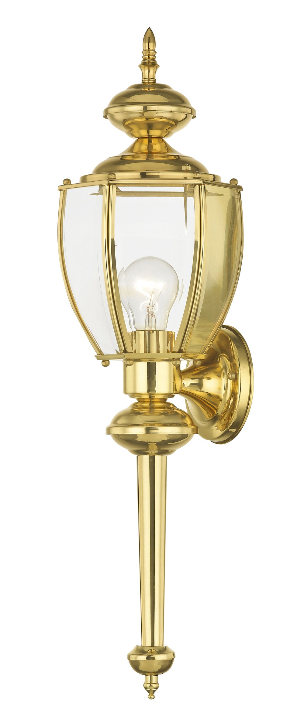 1 Light Polished Brass Outdoor Wall Lantern Livex