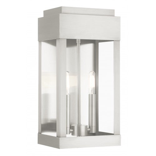 2 Light Brushed Nickel Outdoor Wall Lantern Livex