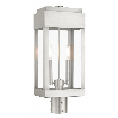 2 Light Brushed Nickel Outdoor Post Top Lantern Livex