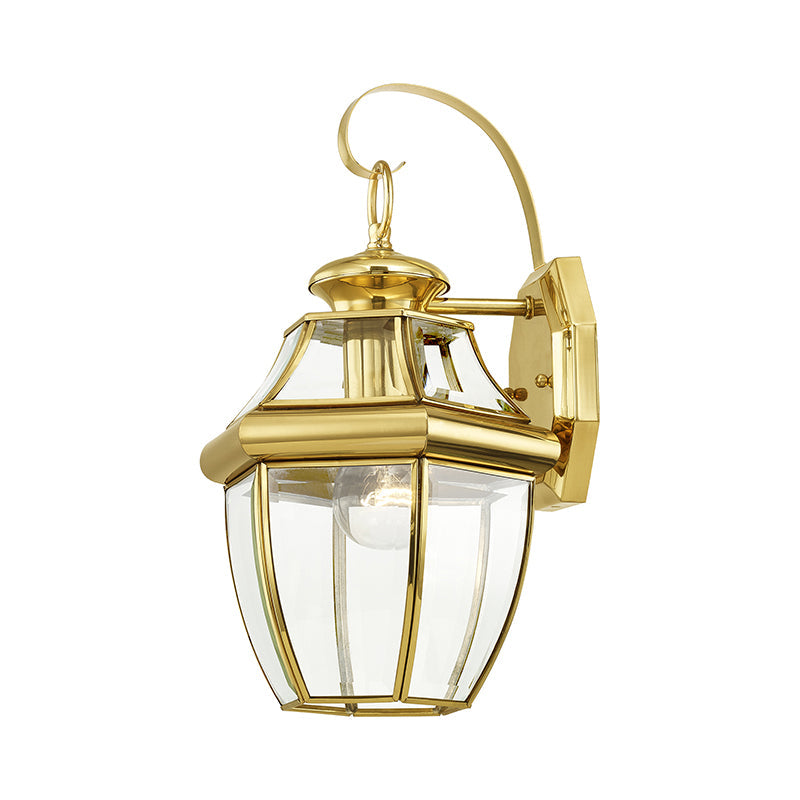 1 Light Polished Brass Outdoor Wall Lantern Livex