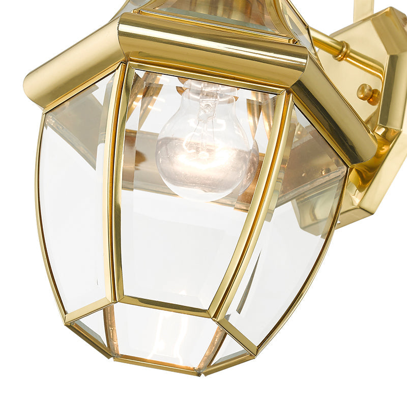 1 Light Polished Brass Outdoor Wall Lantern Livex