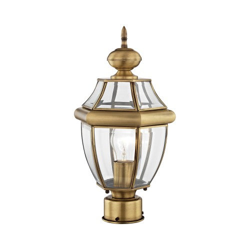 1 Light Antique Brass Outdoor Post Top Lantern Livex