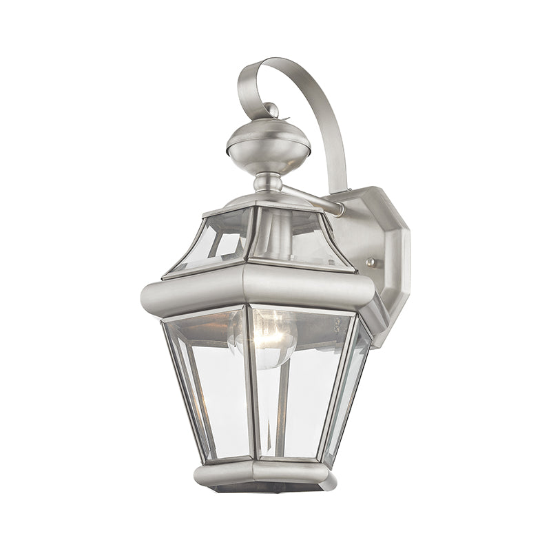 1 Light Brushed Nickel Outdoor Wall Lantern Livex