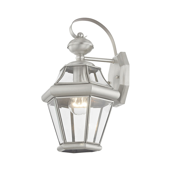 1 Light Brushed Nickel Outdoor Wall Lantern Livex