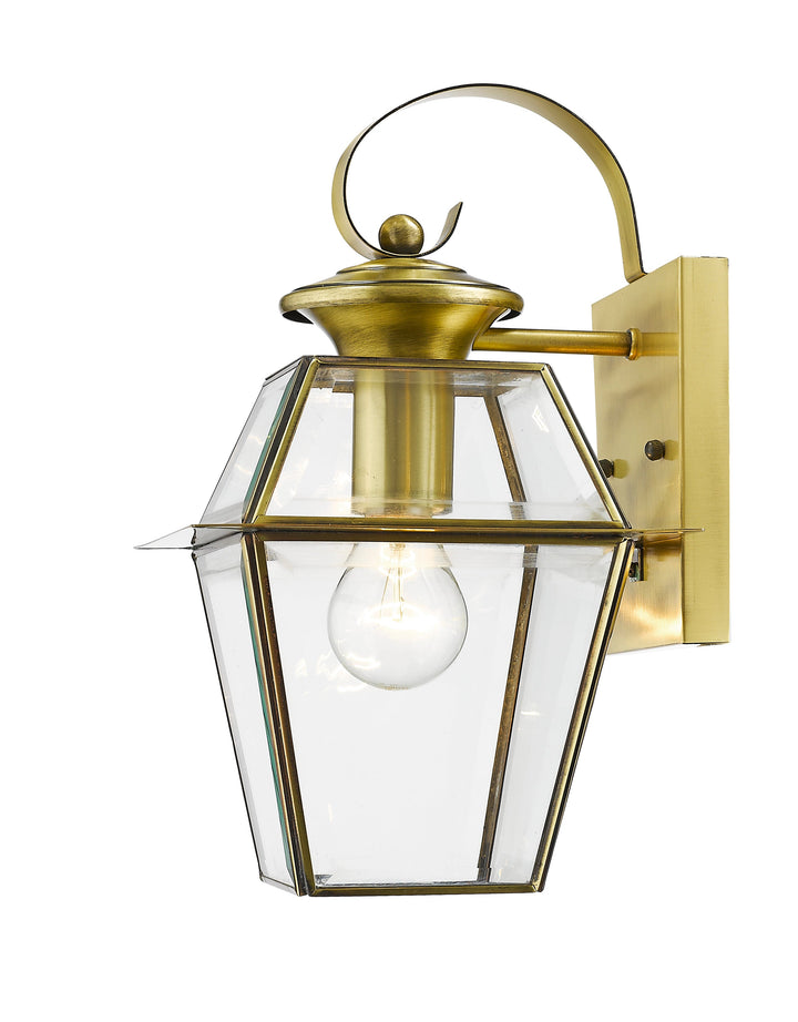 1 Light Antique Brass Outdoor Wall Lantern Livex