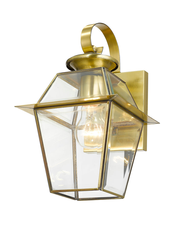 1 Light Antique Brass Outdoor Wall Lantern Livex