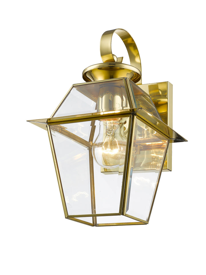 1 Light Polished Brass Outdoor Wall Lantern Livex