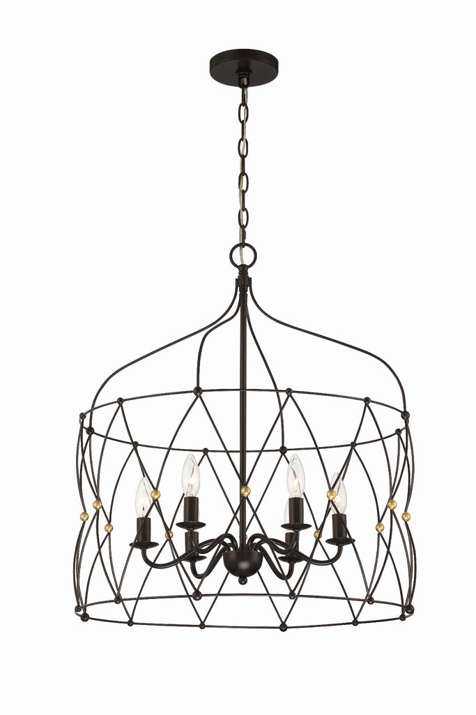 Zucca 6 Light English Bronze + Antique Gold Chandelier Crystorama