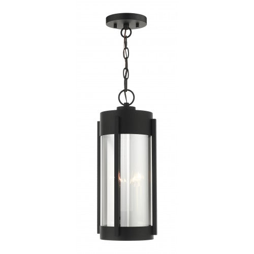 2 Light Black Outdoor Pendant Lantern Livex