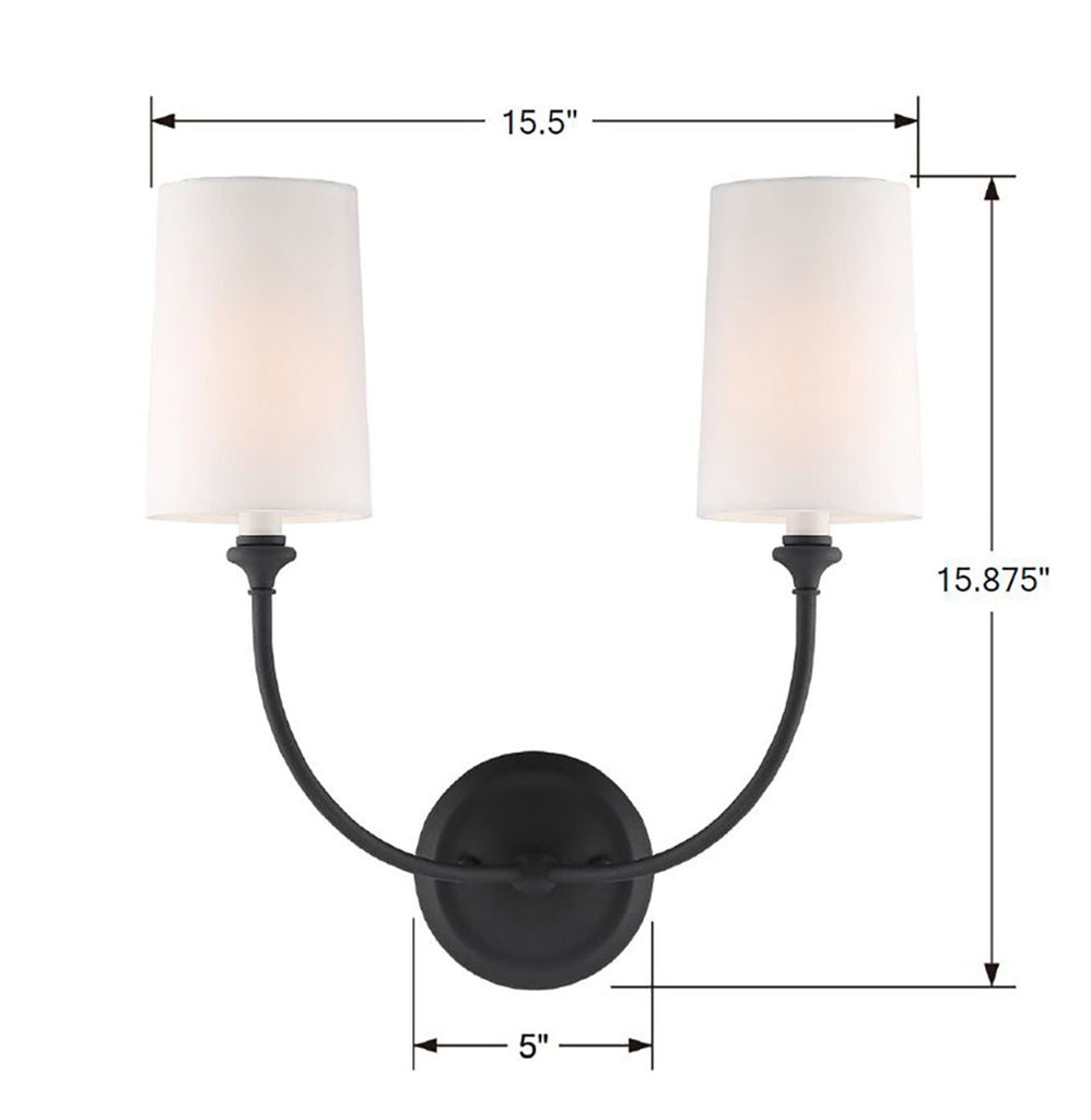 Crystorama Crystorama Libby Langdon Sylvan 2 Light Black Forged Sconce