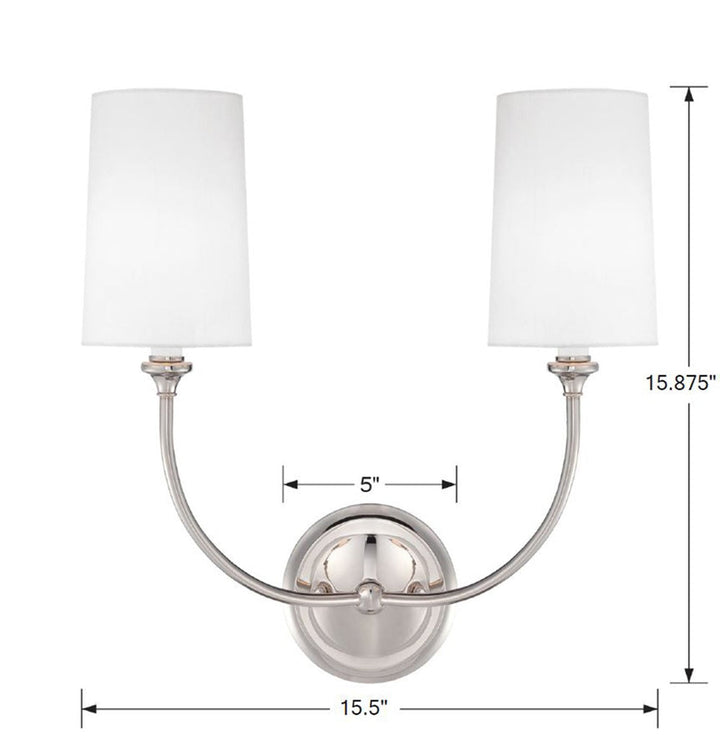 Crystorama Crystorama Libby Langdon Sylvan 2 Light Polished Nickel Sconce