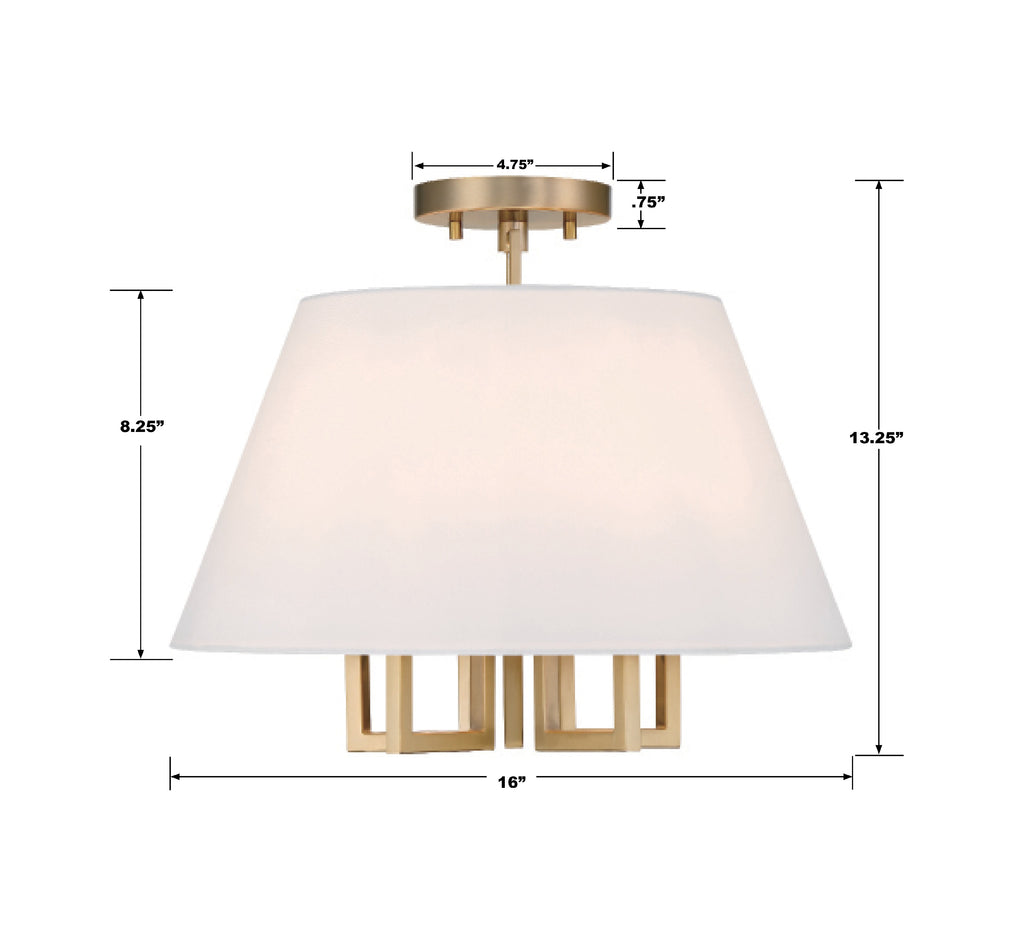 Crystorama Crystorama Libby Langdon Westwood 5 Light Vibrant Gold Semi Flush Mount