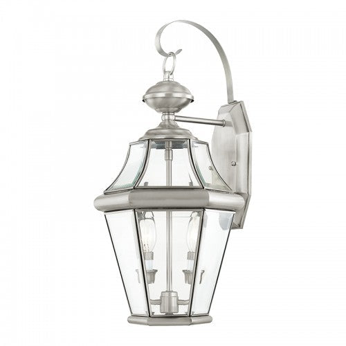 2 Light Brushed Nickel Outdoor Wall Lantern Livex