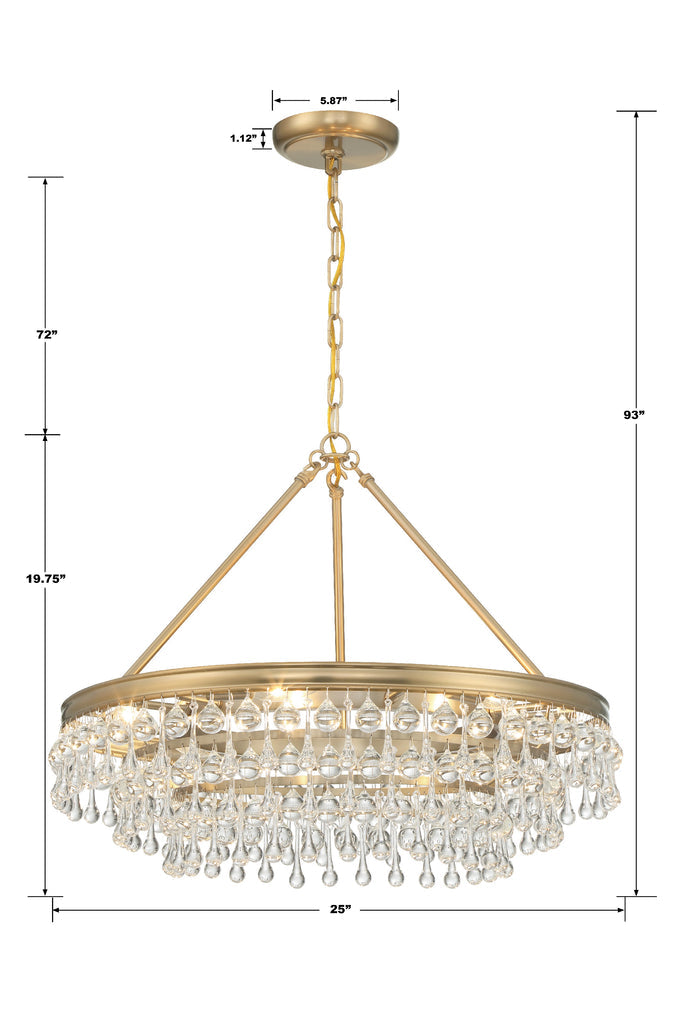 Calypso 6 Light Vibrant Gold Chandelier Crystorama