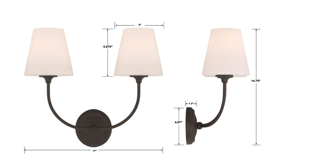 Crystorama Crystorama Libby Langdon Sylvan 2 Light Black Forged Sconce