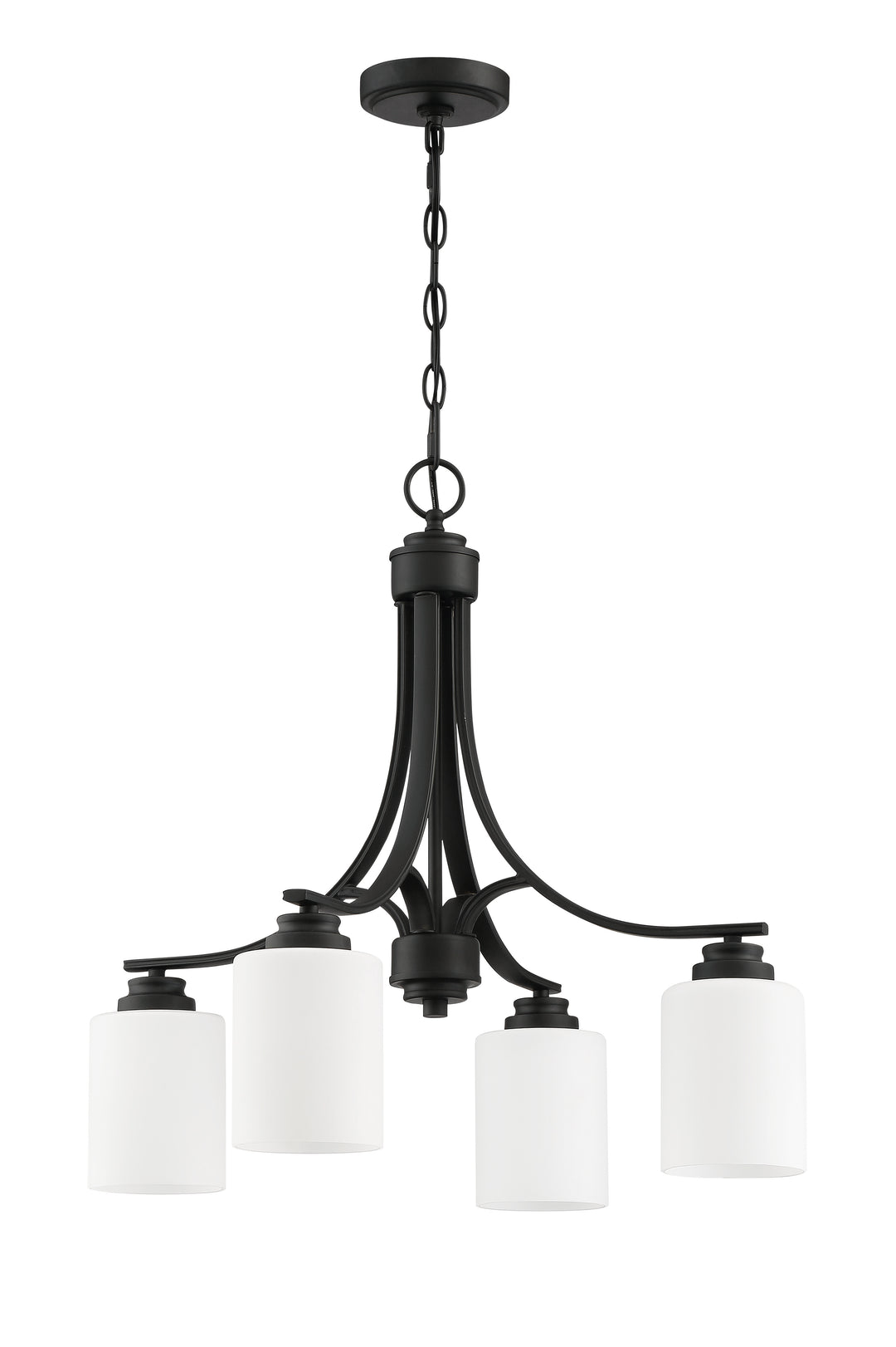 CRAFTMADE Bolden 4 Light Chandelier in Flat Black (White Glass)