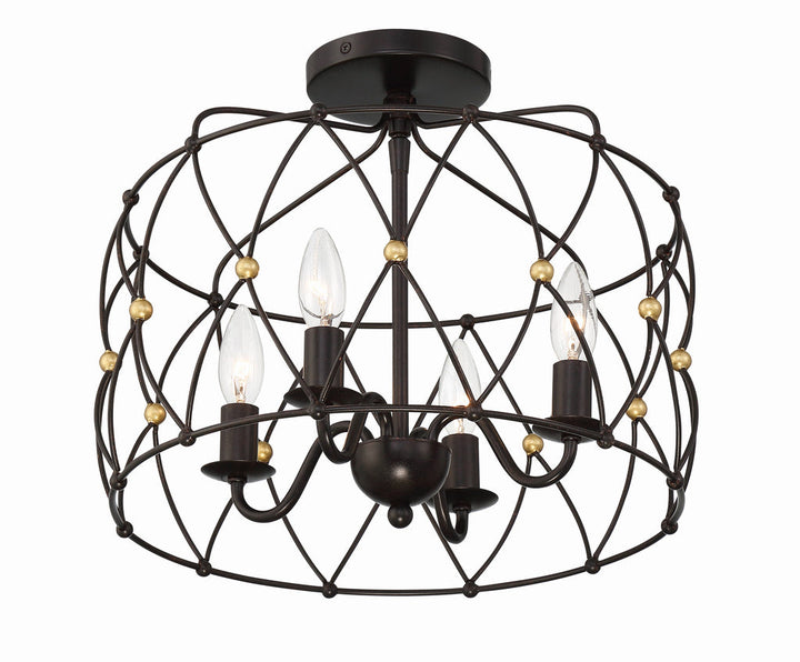 Crystorama Crystorama Zucca 4 Light English Bronze + Antique Gold Semi Flush Mount