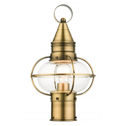 1 Light Antique Brass Outdoor Post Top Lantern Livex