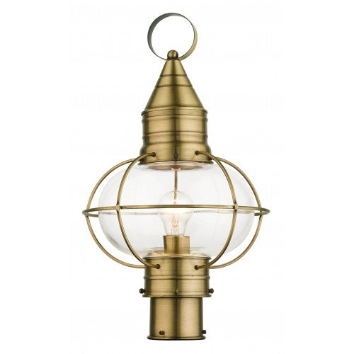 1 Light Antique Brass Outdoor Post Top Lantern Livex