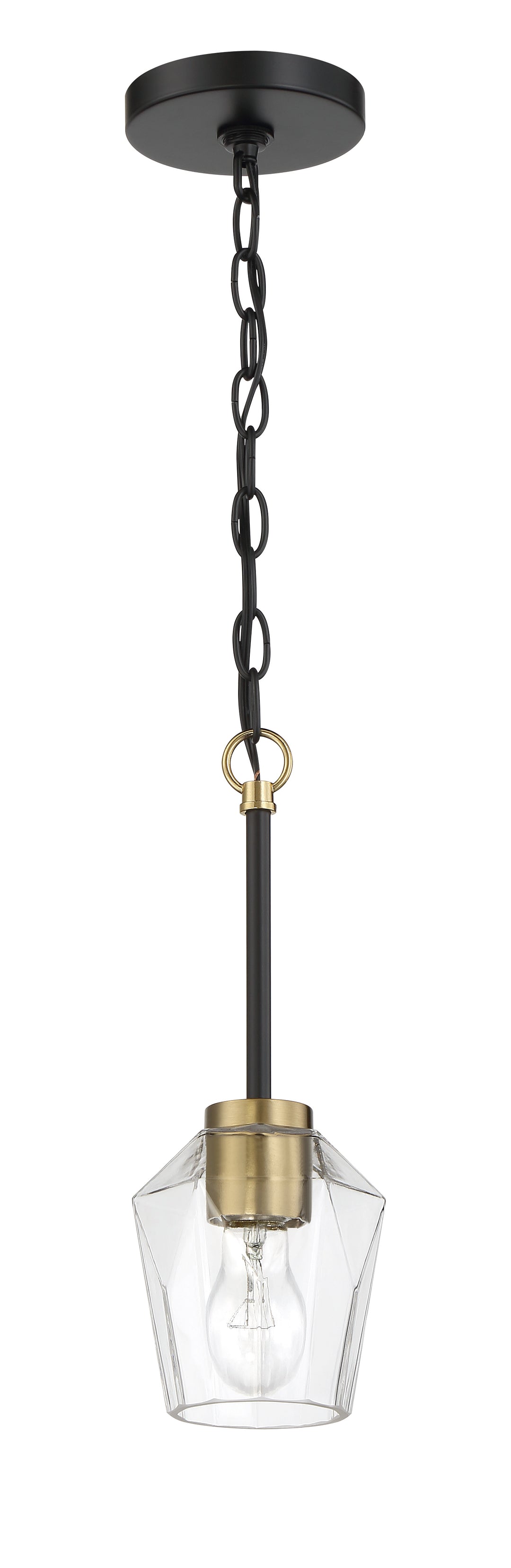 Avante Grand 1 Light Mini Pendant in Flat Black/Satin Brass CRAFTMADE