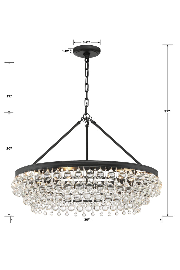 Calypso 6 Light Matte Black Chandelier Crystorama