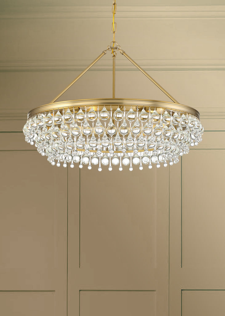 Calypso 6 Light Crystal Teardrop Vibrant Gold Chandelier Crystorama