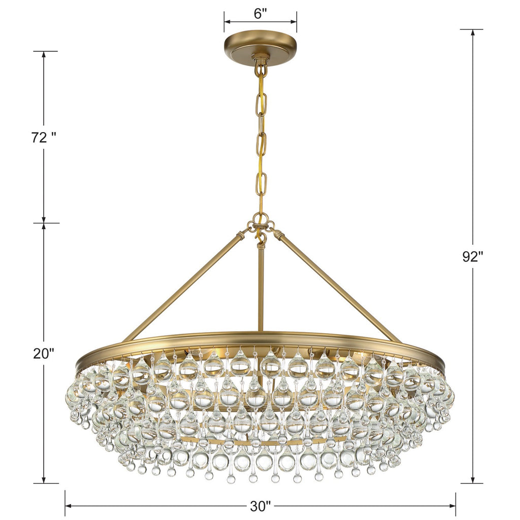 Calypso 6 Light Crystal Teardrop Vibrant Gold Chandelier Crystorama