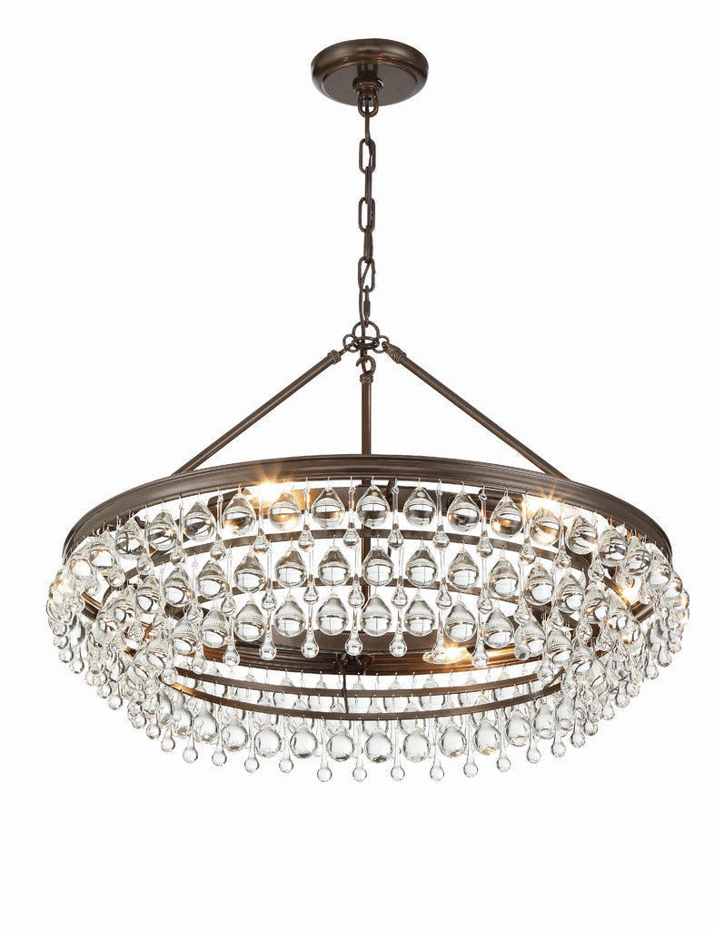 Calypso 6 Light Crystal Teardrop Vibrant Bronze Chandelier Crystorama